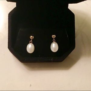 Studded Freshwater Pearl Dangle Earrings